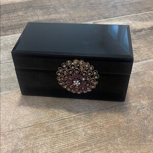 Black Jewelry Box with Pink and Gold Embellishment